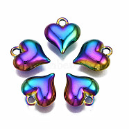 Rainbow Color Alloy Pendants, Cadmium Free & Nickel Free & Lead Free, Heart, 16x14x5.5mm, Hole: 2mm(PALLOY-N163-110-NR)