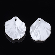 ABS Plastic Imitation Pearl Pendants, Petal, Creamy White, 17x15x4.5mm, Hole: 1.5mm(X-OACR-S020-13)