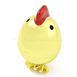 Rack Plating Brass Enamel Pendants, Long-Lasting Plated, Lead Free & Cadmium Free, Real 18K Gold Plated, Chick Charm, Red, 30x17.5x17.5mm, Hole: 1.8mm(KK-B091-16)