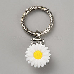 Sunflower Resin Hat Clips, with Alloy Rings, for Scarf Hat Travel Luggage Outdoor Accessory, White, 86~93mm(AJEW-WH0270-491B)