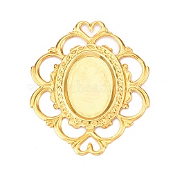 Iron Filigree Joiners Cabochon Connector Settings, Etched Metal Embellishments, Flower, Golden, 50.5x42.5x1.5mm, Tray: 23x17mm(IFIN-N011-03G)