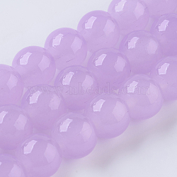 Glass Beads Strands, Imitation Jade, Round, Lilac, 6mm, Hole: 1.4mm, about 67pcs/strand, 15.7 inch(40cm)(X-GLAA-I039-6mm-07)