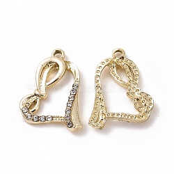 Alloy Pendants, with Crystal Rhinestone, Heart Charm, Infinity Love Charm, Light Gold, 18.5x20.5x3mm, Hole: 1.8mm(ALRI-H004-51LG)