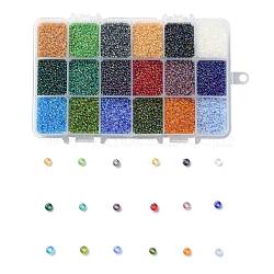 450G 18 Colors 12/0 Grade A Round Glass Seed Beads, Transparent Colours Rainbow, Mixed Color, 2x1.5mm, Hole: 0.9mm, 25g/color, about 48000pcs/box(SEED-JP0012-01-2mm)