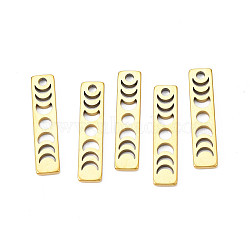 Ion Plating(IP) 201 Stainless Steel Pendants, Rectangle with Phase of the Moon, Nickel Free, Real 18K Gold Plated, 26x6x1.5mm, Hole: 2mm(STAS-T063-170G)