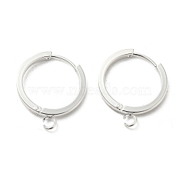 201 Stainless Steel Huggie Hoop Earrings Findings, with Vertical Loop, with 316 Surgical Stainless Steel Earring Pins, Ring, Silver, 20x2mm, Hole: 2.7mm, Pin: 1mm(STAS-A167-01H-S)