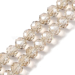 Pearl Luster Plated Electroplate Beads Strands, Faceted, Round, PapayaWhip, 8x7.5mm, Hole: 1.2mm, about 67~68pcs/strand, 20.08~20.28''(51~51.5cm)(EGLA-H104-08A-PL03)
