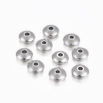 201 Stainless Steel Spacer Beads, Rondelle, Stainless Steel Color, 8x3.5mm, Hole: 2mm