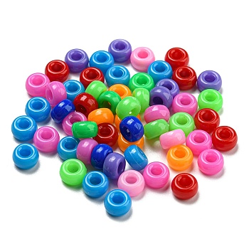 Opaque Acrylic Beads, Rondelle, Mixed Color, 7x4mm, Hole: 3mm, about 4545pcs/500g