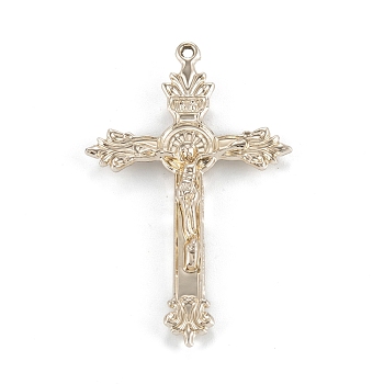 Easter Theme Tibetan Style Alloy Big Pendants, Crucifix Cross, Light Gold, 50x31x5mm, Hole: 1mm