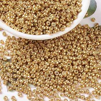 MIYUKI Round Rocailles Beads, Japanese Seed Beads, 8/0, (RR182) Galvanized Yellow Gold, 8/0, 3mm, Hole: 1mm, about 19000~20500pcs/pound