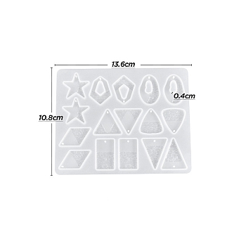 DIY Geometrical Pendants Silicone Molds, Resin Casting Molds, For UV Resin, Epoxy Resin Jewelry Making, White, 136x108x4mm