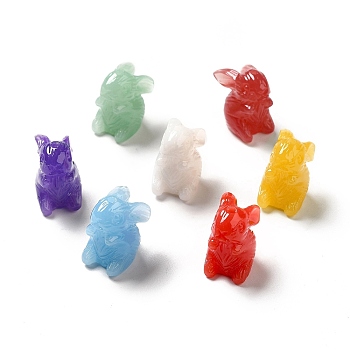 Opaque Resin Beads, Rabbit, Mixed Color, 10.5x16x16.5mm, Hole: 1.6mm