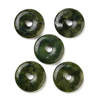 Natural Southern Jade Pendants, Donut/Pi Disc Charms, 40x6.5mm, Hole: 8mm