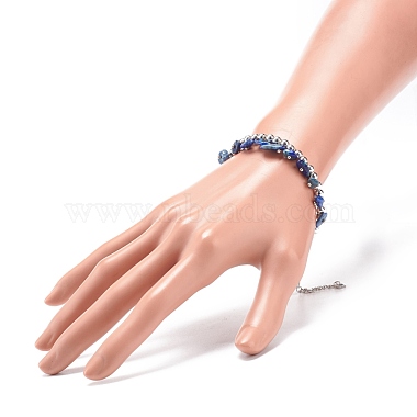 Synthetic Hematite & Natural Gemstone Chips Beaded Bracelet for Women(BJEW-JB08686)-3