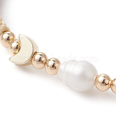 Brass & Natural Pearl Braided Bead Bracelets(BJEW-JB09721-03)-3