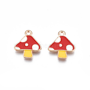 Light Gold Crimson Mushroom Alloy+Enamel Charms