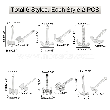 dicosmetic 12個 6 スタイル 304 ステンレススチール ペンダント(STAS-DC0005-43)-4