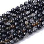 Natural Black Tourmaline Beads Strands, Round, 8mm, Hole: 0.8mm, about 48pcs/strand, 15.3 inch(39cm)(X-G-F666-05A-8mm)