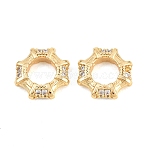 Octagon Brass Micro Pave Clear Cubic Zirconia European Beads, Rondelle Large Hole Beads, Long-Lasting Plated, Rack Plating, Lead Free & Cadmium Free, Golden, 10x10x3mm, Hole: 5x5mm(KK-B186-15G)