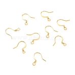 Brass Earring Hooks, with Horizontal Loop, Long-Lasting Plated, Real 18K Gold Plated, 17x16x0.7mm, Hole: 2mm, 21 Gauge, Pin: 0.7mm(X-KK-F824-015A-G)