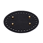 PU Leather Oval Bottom, for Knitting Bag, Women Bags Handmade DIY Accessories, Oval, Black, 12.7x9.8x0.45cm, Hole: 4.5~1mm(FIND-WH0077-66C)