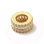 Rack Plating Brass Cubic Zirconia European Beads, Large Hole Beads, Cadmium Free & Lead Free, Long-Lasting Plated, Column, Real 18K Gold Plated, 10x5mm, Hole: 6mm(KK-G458-15G)
