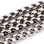 3.28 Feet Eco-friendly Spray Painted Handmade Brass Box Chains, Soldered, Silver, 4x4mm(X-KK-J276-17-P22)