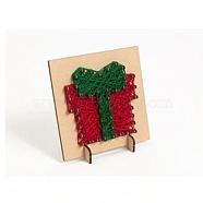 (Holiday Stock-Up Sale)Christmas Themed DIY Nail String Art Kit for Adults, Drawing Nails Winding Lines Painting, Including Wooden Stencil and Woolen Yarn, Gift Box Pattern, 21x16x0.3cm(DIY-P014-D03)