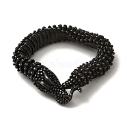 304 Stainless Steel Snake Bracelets for Women Men, Electrophoresis Black, 8-1/2 inch(21.5cm), 15mm(BJEW-Q341-01B)