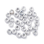 Plastic Plating Beads, Barrel, Silver Plated, 9x6.5mm, Hole: 3.7mm, about 1700pcs/500g(KY-C013-01B)