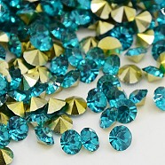 Grade AAA Pointed Back Resin Rhinestones, Diamond Shape, Teal, 2.0mm, about 14400pcs/bag(CRES-R120-2.0mm-08)