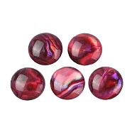 Natural Abalone Shell/Paua Shell Resin Cabochons, Half Round/Dome, Medium Violet Red, 10x2mm(SSHEL-K003-10MM-02)