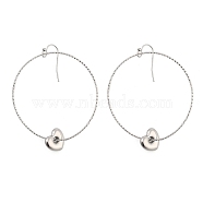 Non-Tarnish 304 Stainless Steel Dangle Earrings for Women, Heart & Ring, Stainless Steel Color, 66x49mm(EJEW-G397-04P)