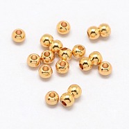 Real 24K Gold Plated Brass Round Spacer Beads, 3x2mm, Hole: 1mm(X-PALLOY-M029-03G)