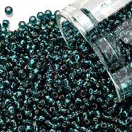 TOHO Round Seed Beads, Japanese Seed Beads, (27BD) Silver Lined Teal, 11/0, 2.2mm, Hole: 0.8mm, about 1103pcs/10g(X-SEED-TR11-0027BD)