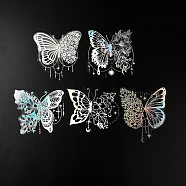 PET Sticker, Self-adhesion, for Suitcase, Skateboard, Refrigerator, Helmet, Mobile Phone Shell, Butterfly, 81~112x90~105x0.1mm, 5pcs/set(STIC-C007-02C)