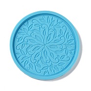 DIY Mandala Pattern Flat Round Coaster Food Grade Silicone Molds, Resin Casting Molds, for UV Resin & Epoxy Resin Craft Making, Flower Pattern, 107x7mm, Inner Diameter: 98.5mm(DIY-G083-05B)