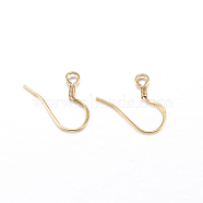 Ion Plating(IP) 304 Stainless Steel French Earring Hooks, with Horizontal Loop, Flat Earring Hooks, Golden, 14x17x2mm, Hole: 2mm, 20 Gauge, Pin: 0.8mm(STAS-G130-57G)