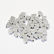 Long-Lasting Plated Brass Beads, Nickel Free, Heart, Real Platinum Plated, 5.5x6x3mm, Hole: 1.5mm(X-KK-K193-080P-NF)