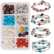 DIY Bracelet Making, Natural/Synthetical Beads, Brass/Alloy Beads and Memory Wire, Mixed Color, 110x70x30mm(DIY-SC0006-70)