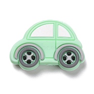 Silicone Focal Beads, Car, Pale Green, 21.5x32x8mm, Hole: 2.5mm(SIL-A002-06D)