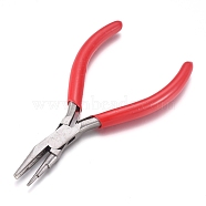 High Carbon Steel Pliers, Flat Forming Pliers and 3-step Wire Looping Forming Pliers, One Groove Side, Red, 137x82x12mm(PT-WH0006-03)