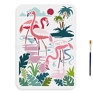 US 1Pc PET Hollow Out Drawing Painting Stencils, for DIY Scrapbook, Photo Album, with 1Pc Art Paint Brushes, Flamingo Shape, 297x210mm(DIY-MA0004-83)