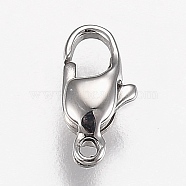 Polished 316 Surgical Stainless Steel Lobster Claw Clasps, Stainless Steel Color, 8.5x4x2.5mm, Hole: 0.9mm(STAS-Z013-12P)