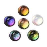 Glass Cabochons, with Glitter Powder, Half Round, Mixed Color, 10x5.5mm(GGLA-P001-02C-M01)