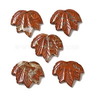 Natural Red Jasper Carved Pendants, Leaf Charms, 43~44x49~50x7~7.5mm, Hole: 1.4mm(G-K353-01K)