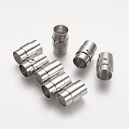 Brass Locking Tube Magnetic Clasps, Column, Platinum, 19x12mm, Hole: 10mm(KK-Q090-N)