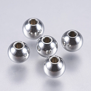 Tarnish Resistant 304 Stainless Steel Beads, Solid Round, Stainless Steel Color, 5x4mm, Hole: 1mm(STAS-K170-01B)