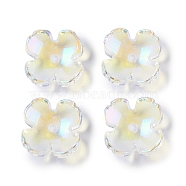 Electroplate Glass Bead Caps, Color Plated, 4-Petal Flower, Light Goldenrod Yellow, 12x12x4.50mm, Hole:1.40mm(GLAA-S202-11)